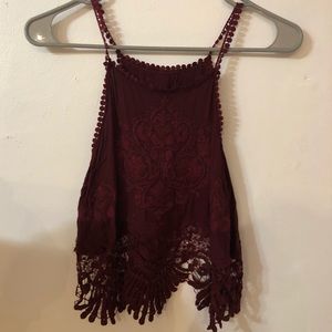 Forever 21 Red Embroidered Tank Top